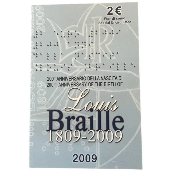 Ιταλια 2 euro 2009 - Louis Braille Coincard