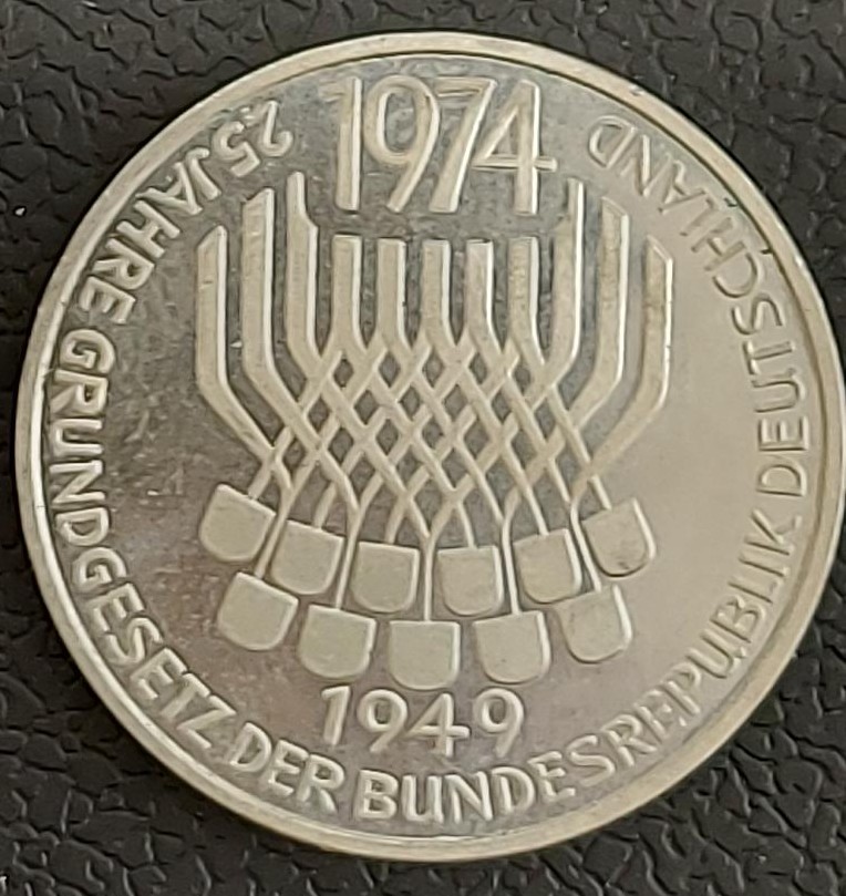 Germany 5 Mark 1974 25 Jahre Grundgesetz Ασημενιο