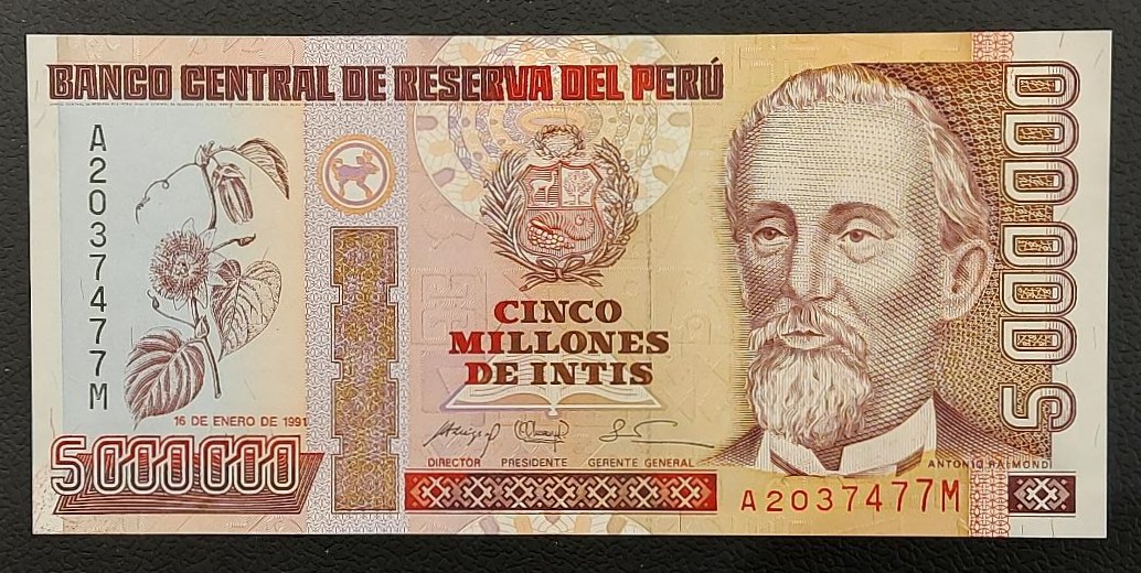 Peru 5 Million Intis 1991