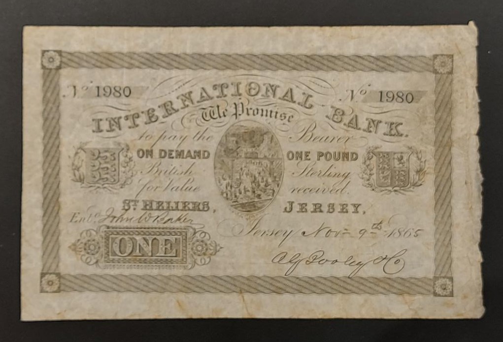 Jersey 1 Pound (International Bank) 1865