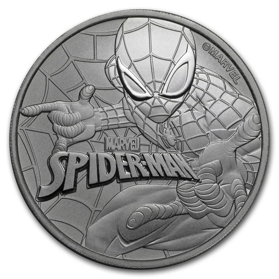 Spiderman 2017 1 Oz Silver Coin .999 Marvel Tuvalu
