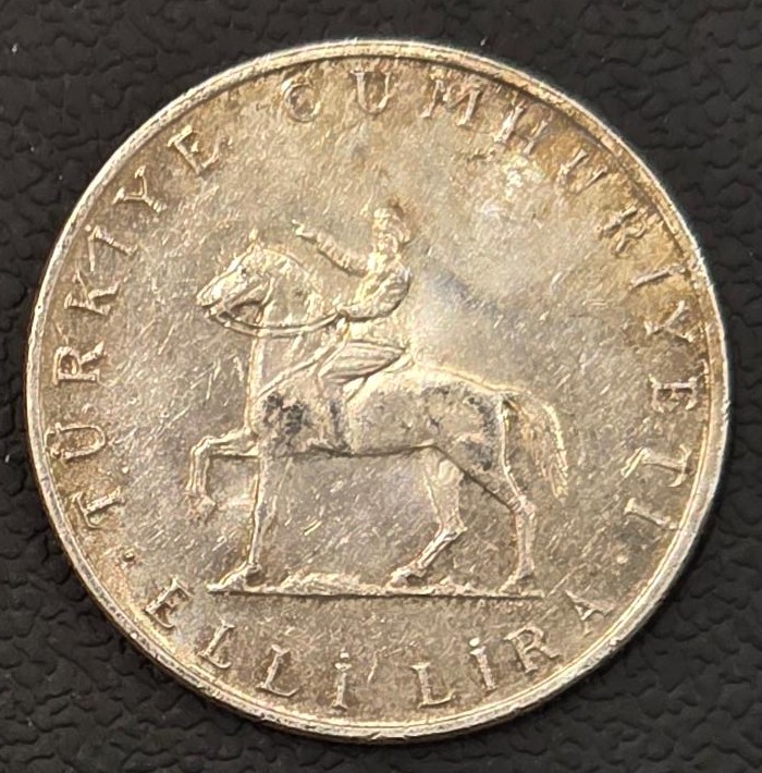 Turkey 50 Lira (August Victory) 1972 silver