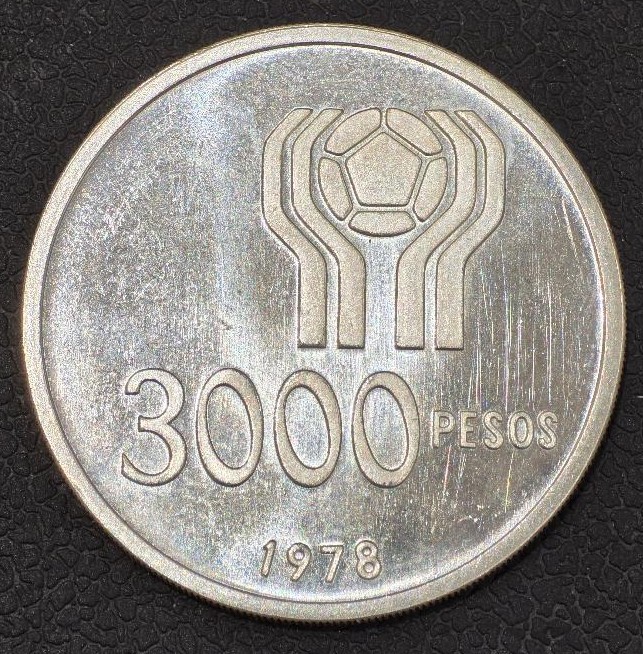 Argentina 3000 Pesos 1978 (World Football Championship) Silver