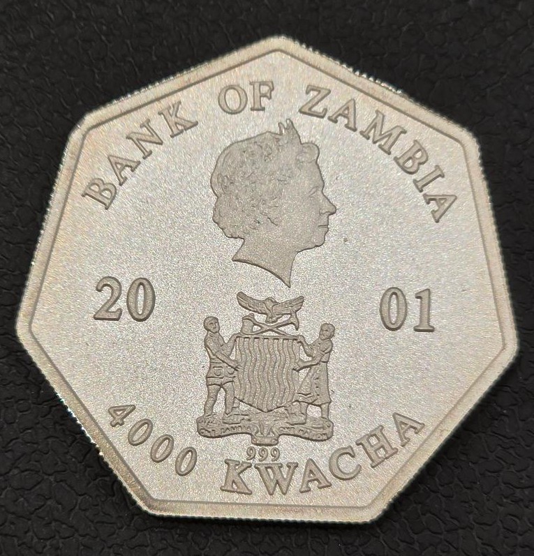 Zambia 4000 Kwacha 2001, Calendar Silver 999