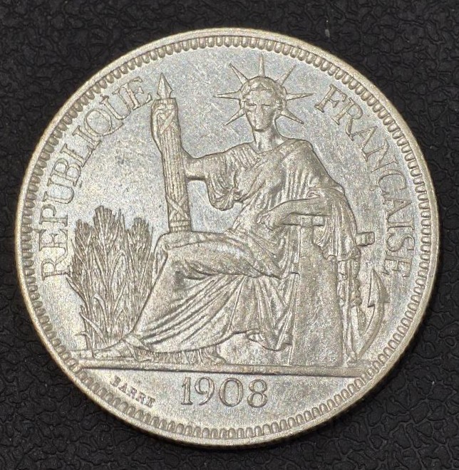 French Indochina Piastre 1908 Silver (.900)