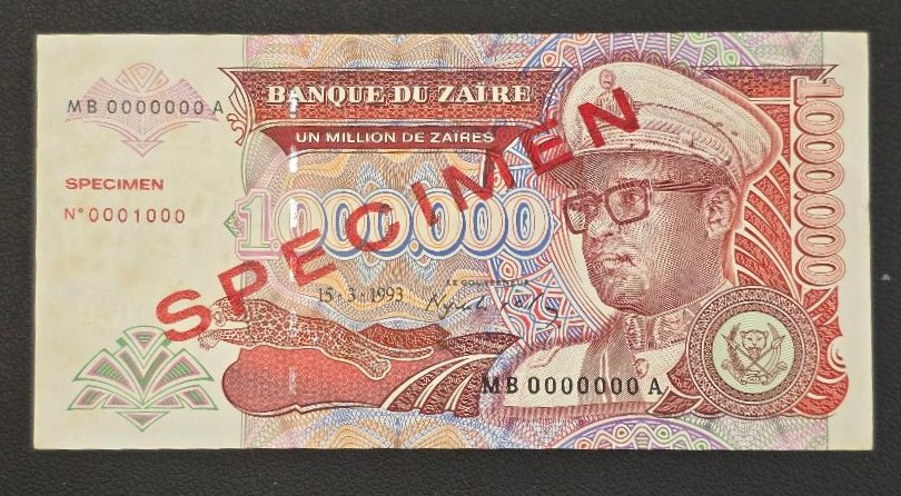 Zaire 1 Million Zaires 1993 Specimen