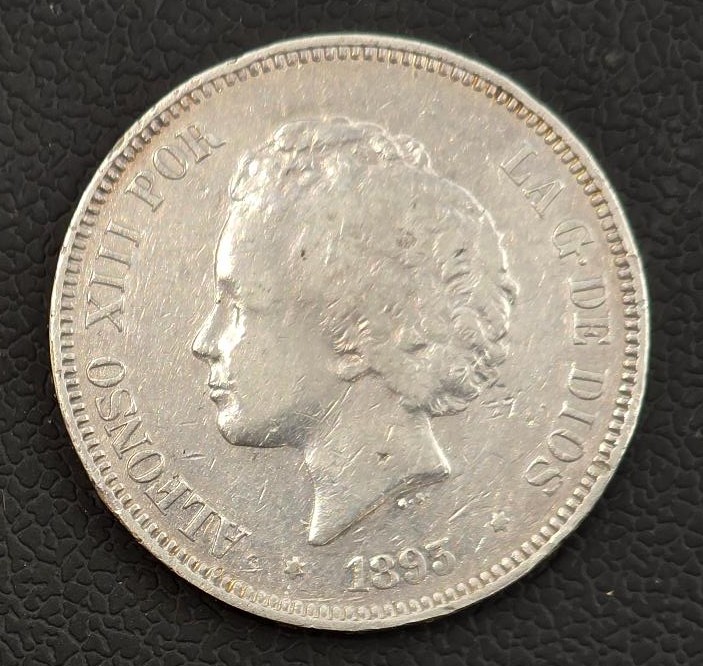 Spain 5 Pesetas 1893 Alfonso XIII (2nd portrait) Silver