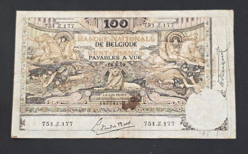 Belgium 100 Francs 1919