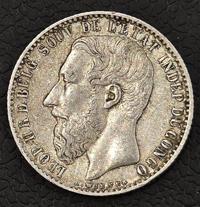 Belgian Congo 1 Franc 1891 Léopold II Silver