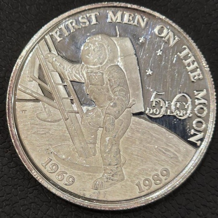 Marshall Islands 50 Dollars 1989 (First Men on the Moon) Silver Proof